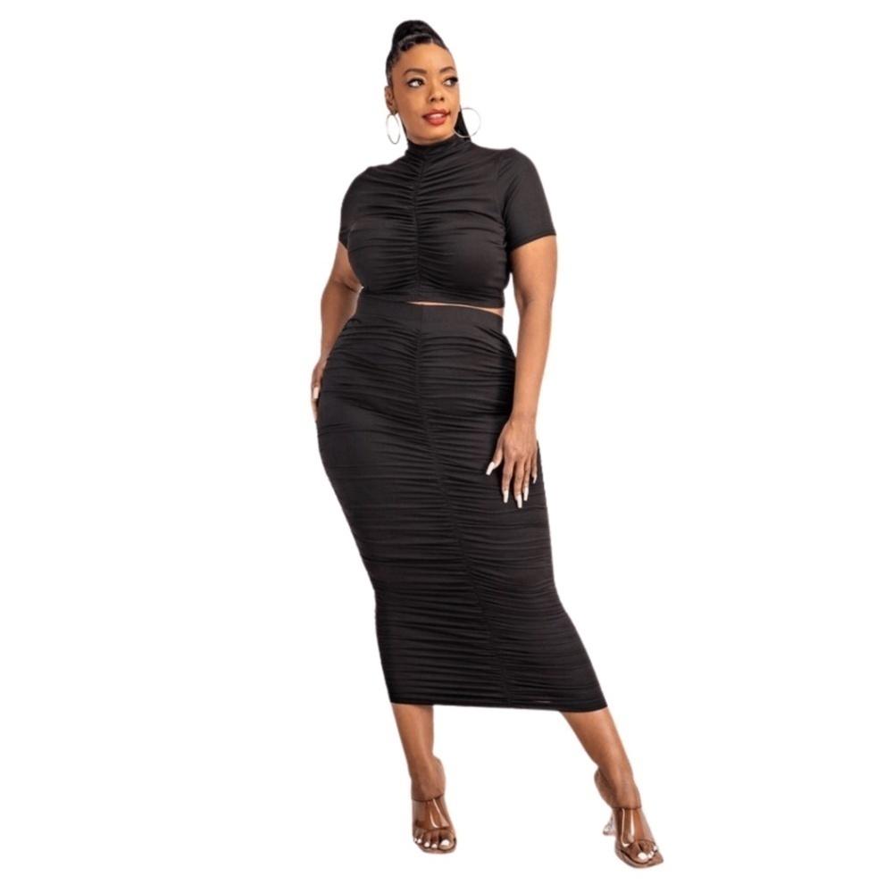Short Sleeve Two Piece Skirt Set